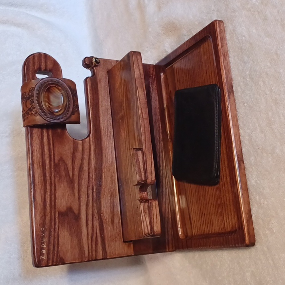 Desktop organizer  night stand organizer wooden by zapuvo